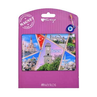 Belek Themed Epoxy Dome Backing Card Souvenir Fridge Magnet - Thumbnail