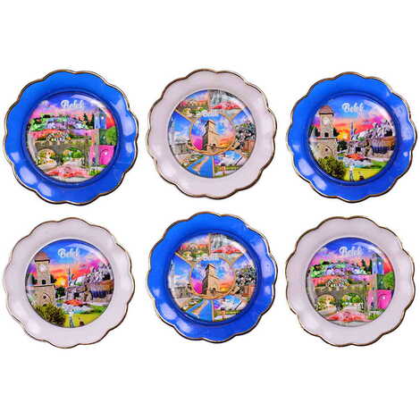 Belek Themed Epoxy Dome Plate Shaped Souvenir Fridge Magnet 73 mm - 3