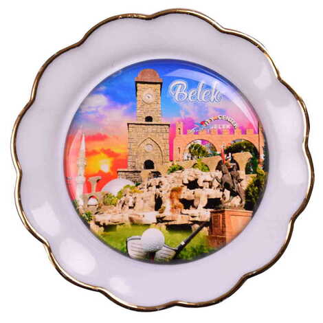 Belek Themed Epoxy Dome Plate Shaped Souvenir Fridge Magnet 73 mm - 4