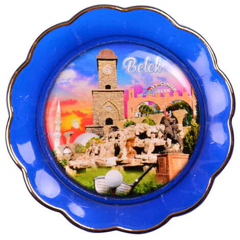 Belek Themed Epoxy Dome Plate Shaped Souvenir Fridge Magnet 73 mm - 5