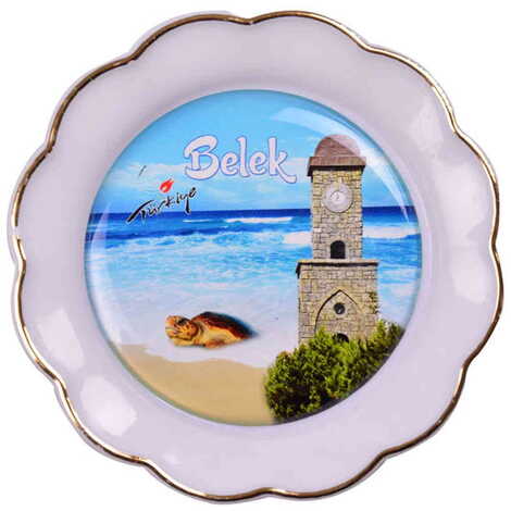 Belek Themed Epoxy Dome Plate Shaped Souvenir Fridge Magnet 73 mm - 6