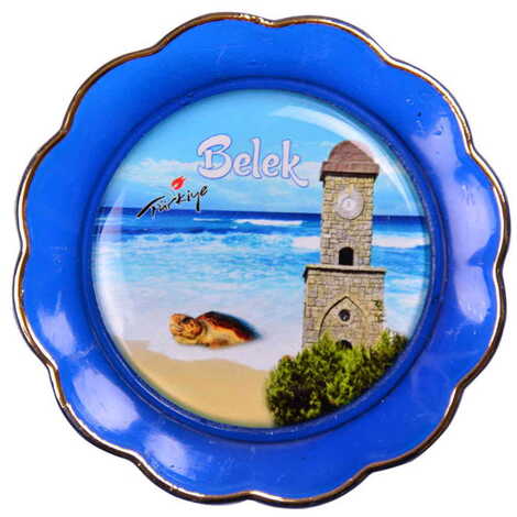 Belek Themed Epoxy Dome Plate Shaped Souvenir Fridge Magnet 73 mm - 7