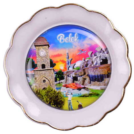 Belek Themed Epoxy Dome Plate Shaped Souvenir Fridge Magnet 73 mm - 10