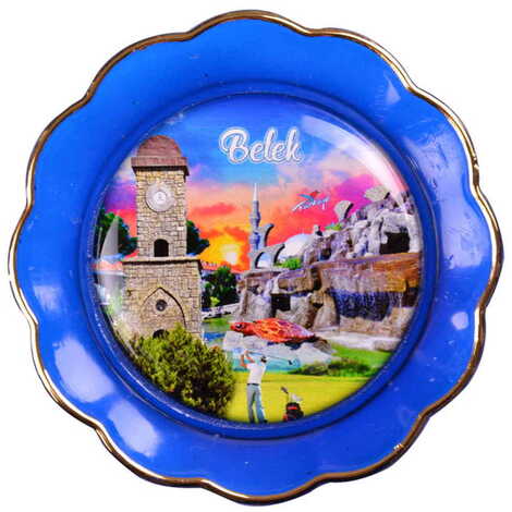 Belek Themed Epoxy Dome Plate Shaped Souvenir Fridge Magnet 73 mm - 11