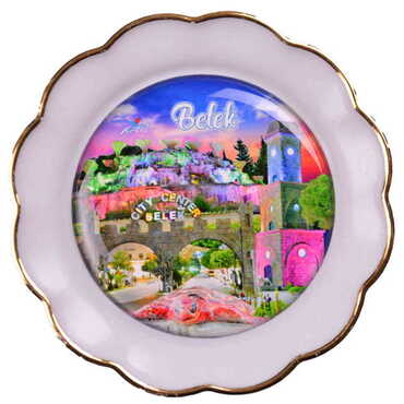 Belek Themed Epoxy Dome Plate Shaped Souvenir Fridge Magnet 73 mm - 12