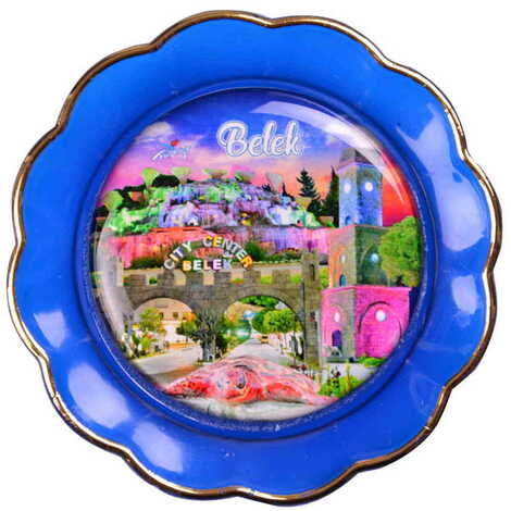 Belek Themed Epoxy Dome Plate Shaped Souvenir Fridge Magnet 73 mm - 13