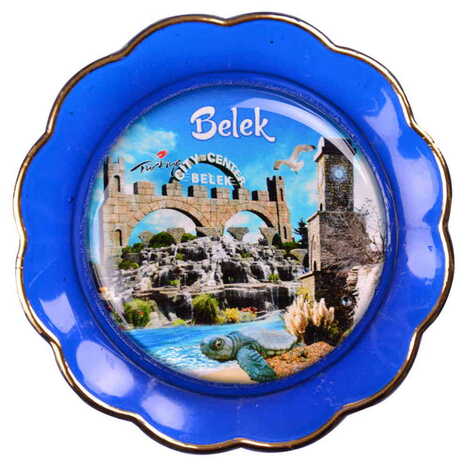 Belek Themed Epoxy Dome Plate Shaped Souvenir Fridge Magnet 73 mm - 15