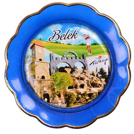 Belek Themed Epoxy Dome Plate Shaped Souvenir Fridge Magnet 73 mm - 17