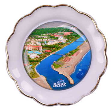 Belek Themed Epoxy Dome Plate Shaped Souvenir Fridge Magnet 73 mm - 18