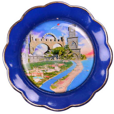 Belek Themed Epoxy Dome Plate Shaped Souvenir Fridge Magnet 73 mm - 19