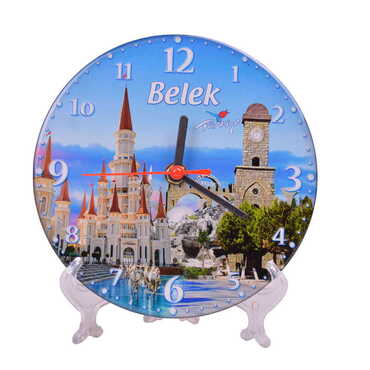 Belek Themed Epoxy Wall Clock Home Decoration 17 Cm - Thumbnail