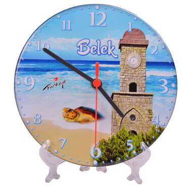 Belek Themed Epoxy Wall Clock Home Decoration 20 Cm - Thumbnail