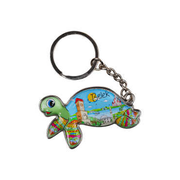 Belek Themed Floating Turtle Shaped Metal Keychain - 1