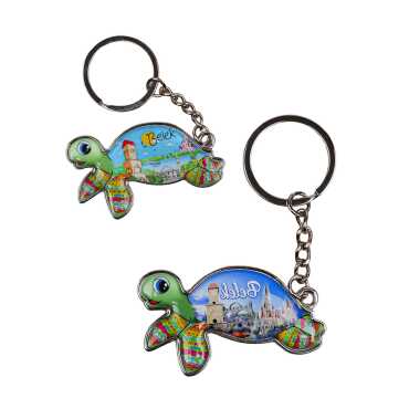 Belek Themed Floating Turtle Shaped Metal Keychain - 2
