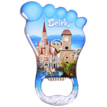 Myros - Belek Themed Foot Shaped Metal Magnetic Bottle Opener 100x59 mm