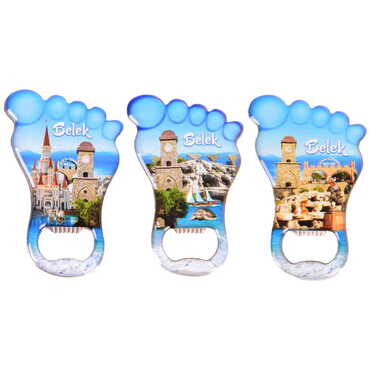 Belek Themed Foot Shaped Metal Magnetic Bottle Opener 100x59 mm - 3