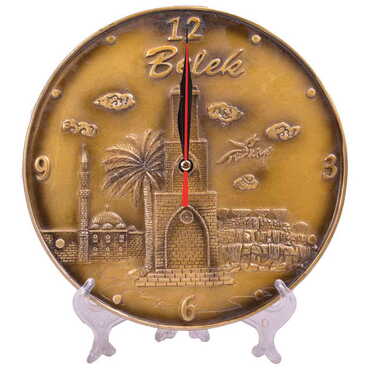 Myros - Belek Themed Gold Color Polyester Desktop Clock