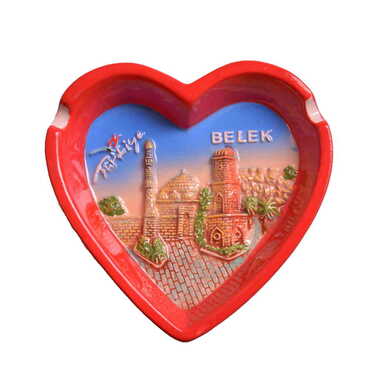 Myros - Belek Themed Heart Shaped Ceramic Ashtray