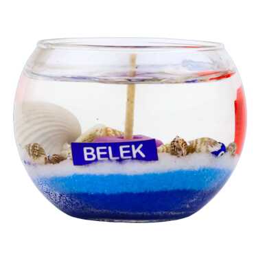 Belek Themed Large Round Glass Candle with Gel Wax - Myros