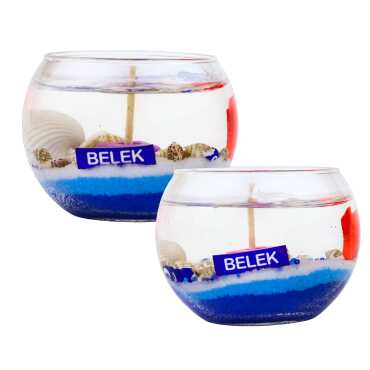 Belek Themed Large Round Glass Candle with Gel Wax - 2