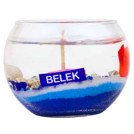 Belek Themed Large Round Glass Candle with Gel Wax - 3