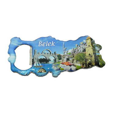 Belek Themed Map Shaped Metal Magnetic Bottle Opener 100x45 mm - Thumbnail