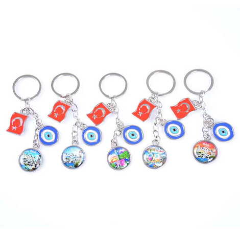 Belek Themed Metal Evil Eye Enamel Keychain - 2