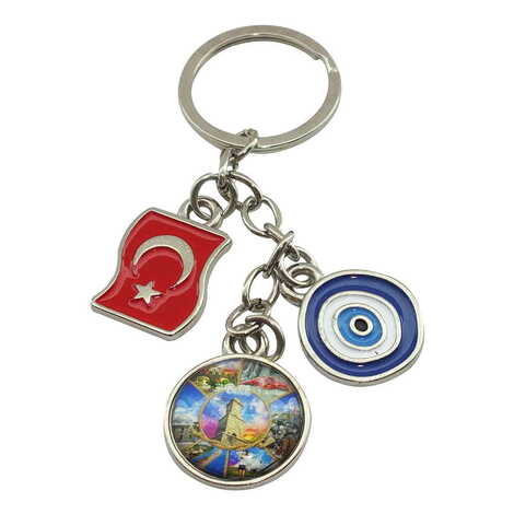 Belek Themed Metal Evil Eye Enamel Keychain - 4