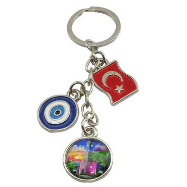 Belek Themed Metal Evil Eye Enamel Keychain - 5