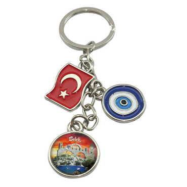 Belek Themed Metal Evil Eye Enamel Keychain - 7