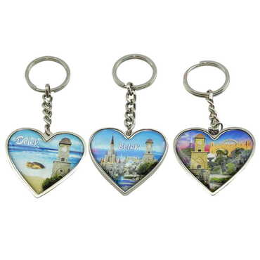 Belek Themed Metal Heart ShapedDouble Face Keychain 45x90 mm - 2