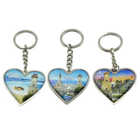 Belek Themed Metal Heart ShapedDouble Face Keychain 45x90 mm - 2