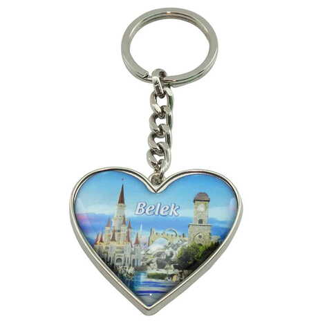 Belek Themed Metal Heart ShapedDouble Face Keychain 45x90 mm - 4