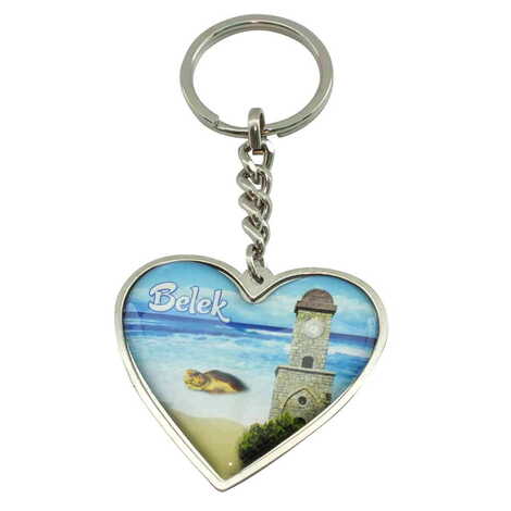 Belek Themed Metal Heart ShapedDouble Face Keychain 45x90 mm - 5