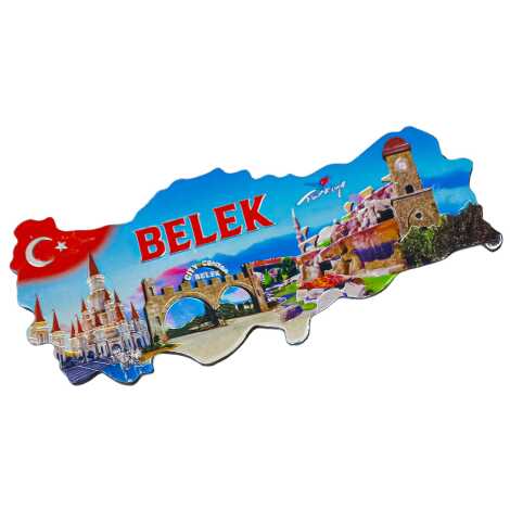 Belek Themed Metallic Map Refrigerator Magnet - 8