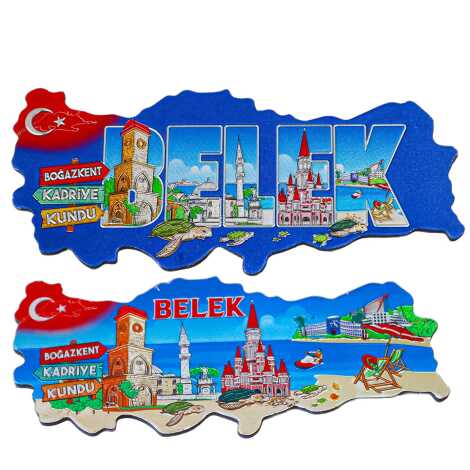 Belek Themed Metallic Map Refrigerator Magnet - 2