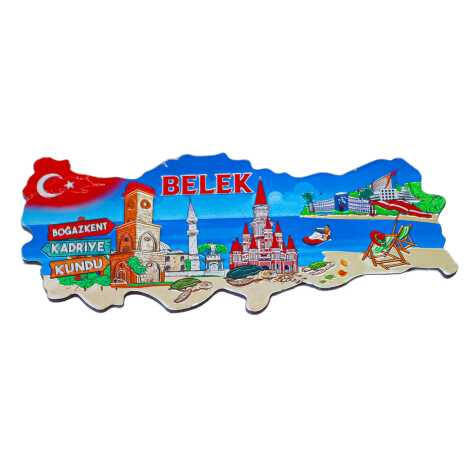 Belek Themed Metallic Map Refrigerator Magnet - 4