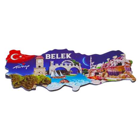 Belek Themed Metallic Map Refrigerator Magnet - 5