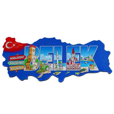 Belek Themed Metallic Map Refrigerator Magnet - 6