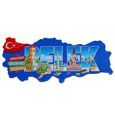 Belek Themed Metallic Map Refrigerator Magnet - 6