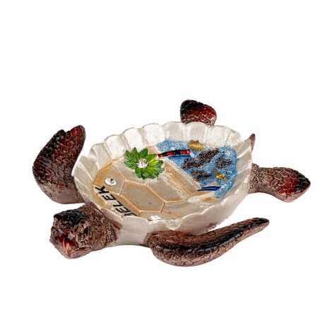 Belek Themed Mother of Pearl Stone Decorated Large Polyester Turtle Ashtray 13.5*12 cm - 5