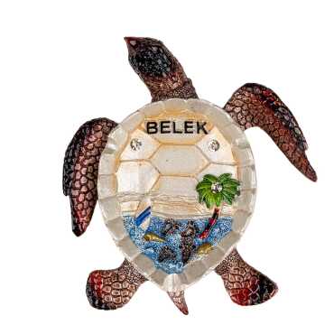 Belek Themed Mother of Pearl Stone Decorated Large Polyester Turtle Ashtray 13.5*12 cm - 4
