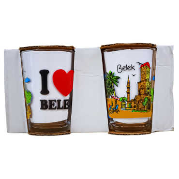 Belek Themed Myros Set of 2 Water Glasses - Myros