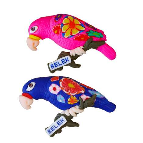 Belek Themed Parrot on Branch Refrigerator Magnet - 2