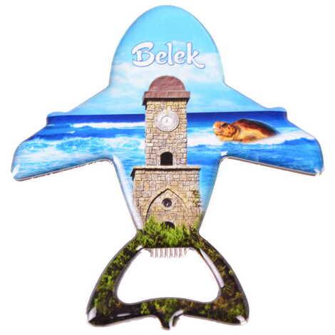 Belek Themed Plane Shaped Metal Magnetic Bottle Opener 105x89 mm - 6