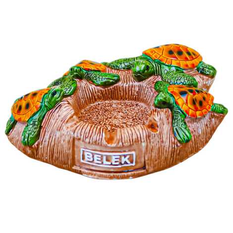 Belek Themed Plaster Ashtray with Four Turtles - 1