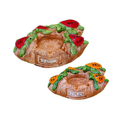 Belek Themed Plaster Ashtray with Four Turtles - 2