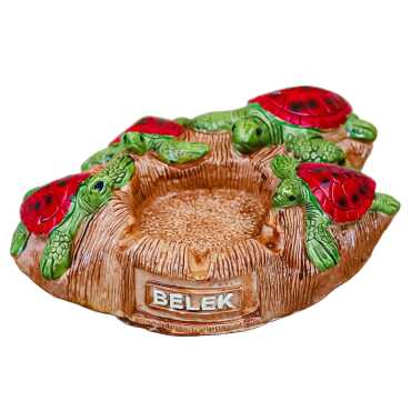 Belek Themed Plaster Ashtray with Four Turtles - 3