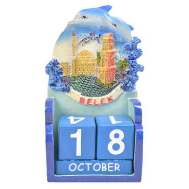 Myros - Belek Themed Polyester Blue Dolphin Calendar