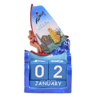 Myros - Belek Themed Polyester Blue Surf Calendar